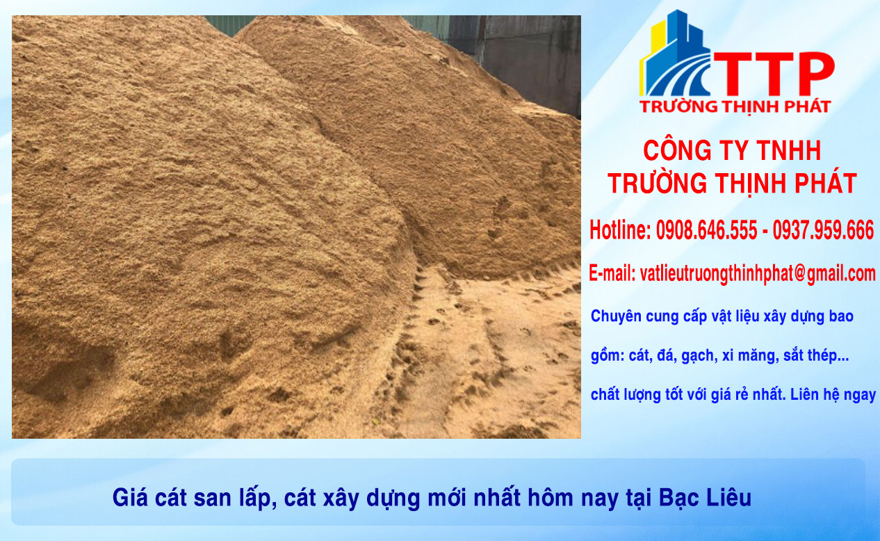 Giá cát san lấp, cát xây dựng mới nhất hôm nay tại Bạc Liêu