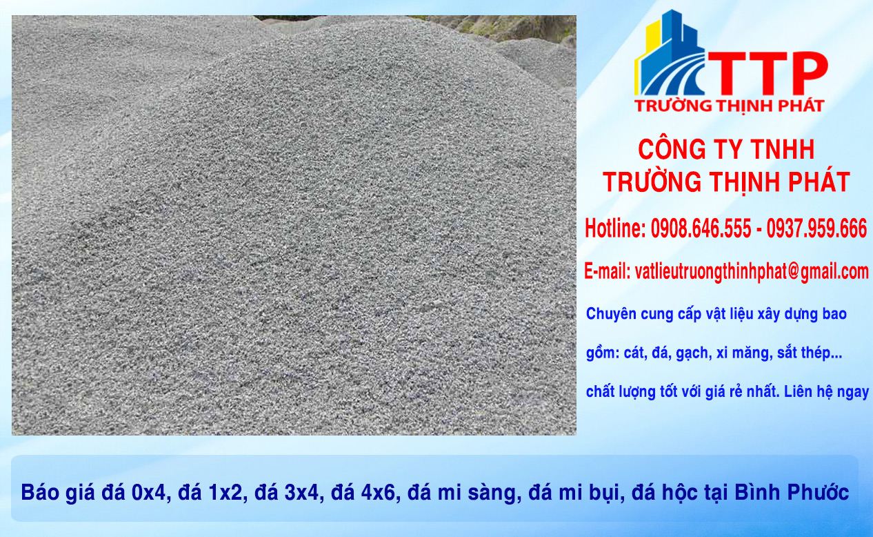 Báo giá đá 0x4, đá 1x2, đá 3x4, đá 4x6, đá mi sàng, đá mi bụi, đá hộc tại Bình Phước