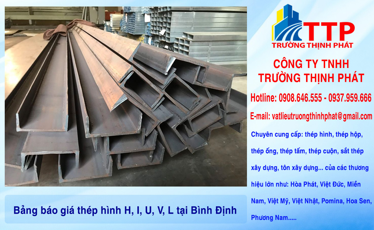 Bảng báo giá thép hình H, I, U, V, L tại Bình Định