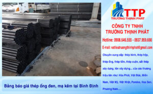 Bảng báo giá thép ống đen, mạ kẽm tại Bình Định