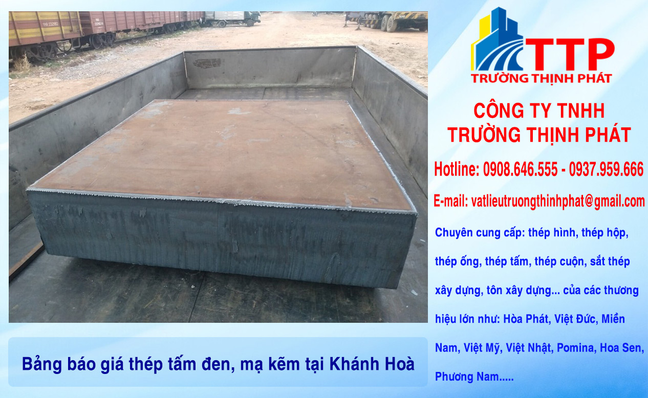Bảng báo giá thép tấm đen, mạ kẽm tại Khánh Hoà