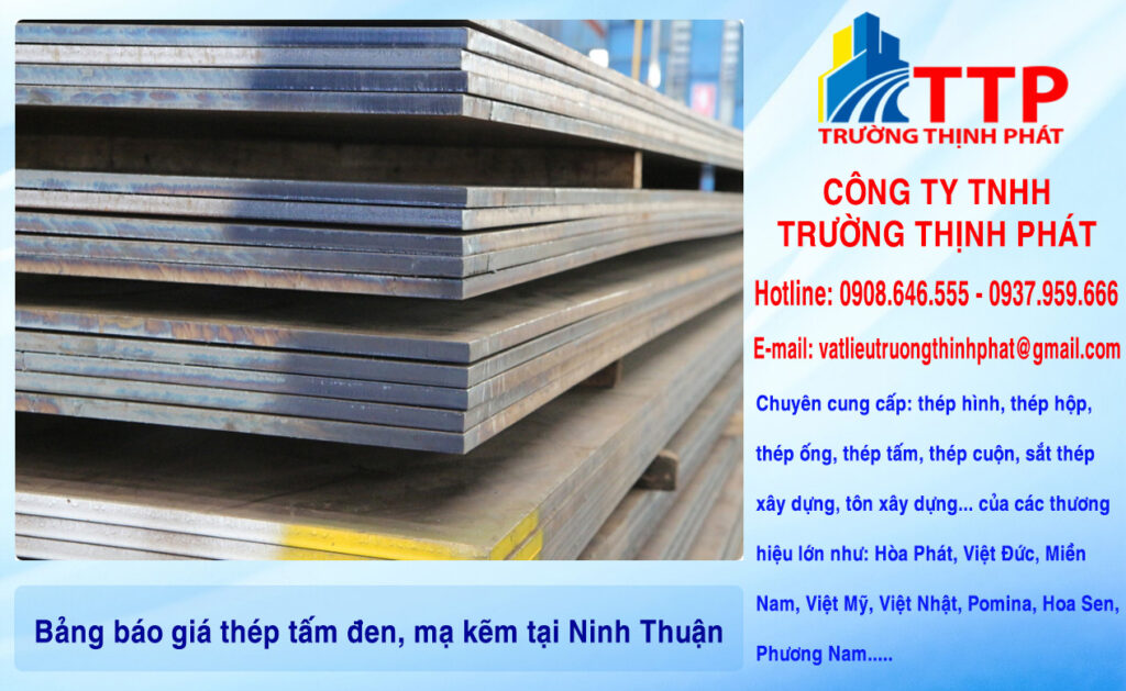 Bảng báo giá thép tấm đen, mạ kẽm tại Ninh Thuận