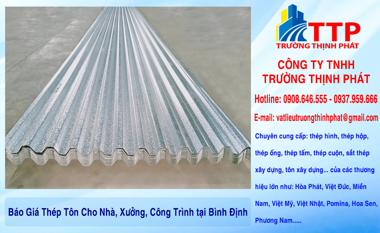 Báo Giá Thép Tôn Cho Nhà, Xưởng, Công Trình tại Bình Định