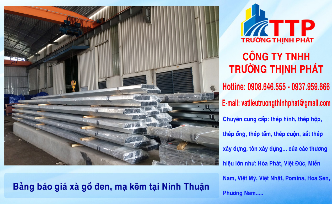 Bảng báo giá xà gồ đen, mạ kẽm tại Ninh Thuận