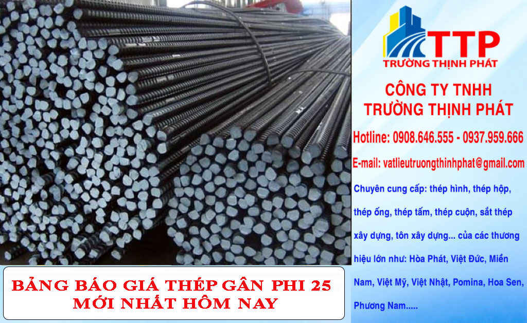 Bảng báo giá thép gân phi 25 mới nhất từ nhà máy Việt Nhật, Pomina, Miền Nam,… Đại lý sắt thép chuyên cung cấp thép gân 25mm giá tốt nhất hiện nay 2 Bảng Báo Giá Thép Gân Phi 25 Mới Nhất Từ Nhà Máy