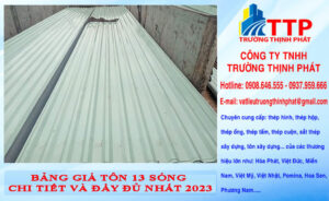 Bảng Giá Tôn 13 Sóng Chi Tiết Và Đầy Đủ Nhất 2023
