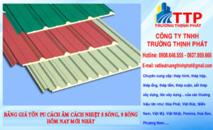 Bảng giá tôn PU cách âm cách nhiệt 5 sóng, 9 sóng hôm nay mới nhất