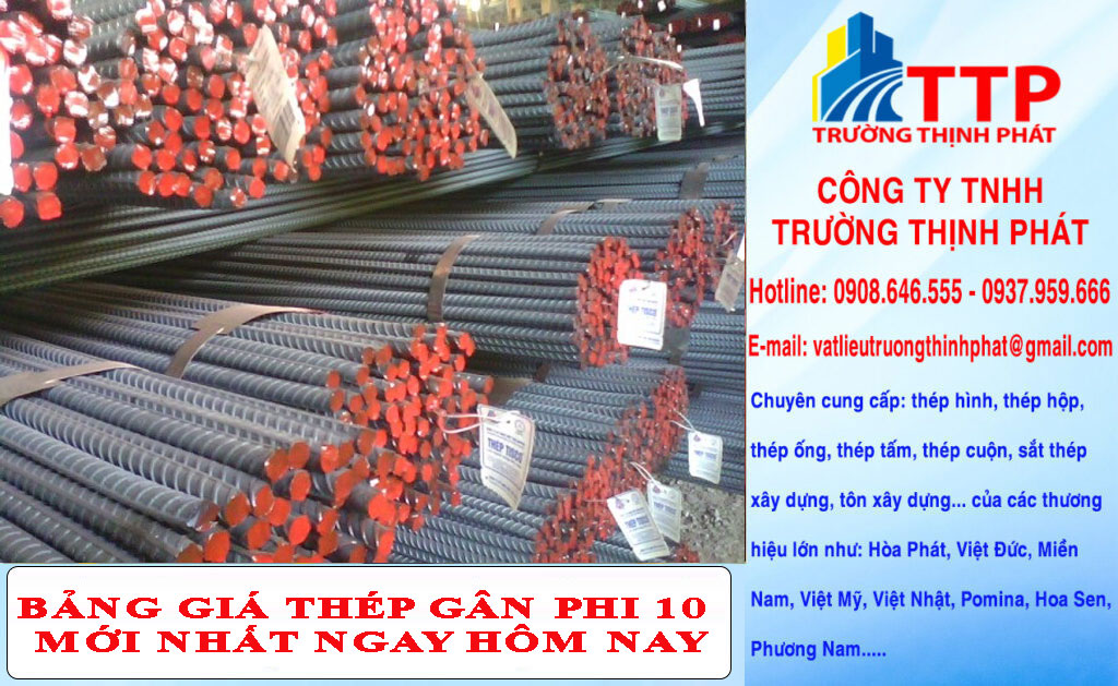 Bảng giá thép gân phi 10 mới nhất ngay hôm nay