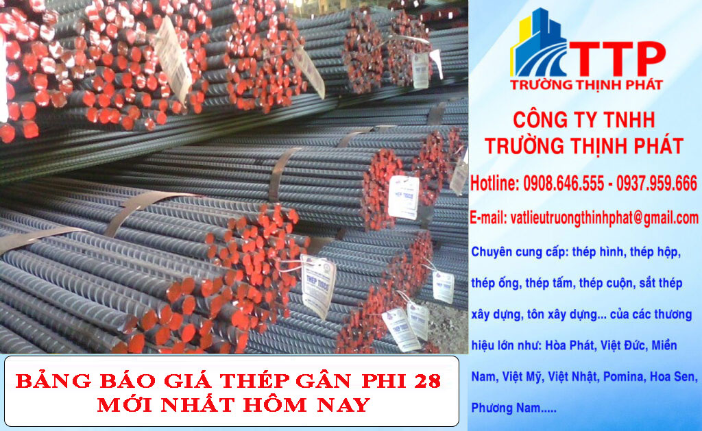 Bảng báo giá thép gân phi 28 mới nhất trên thị trường