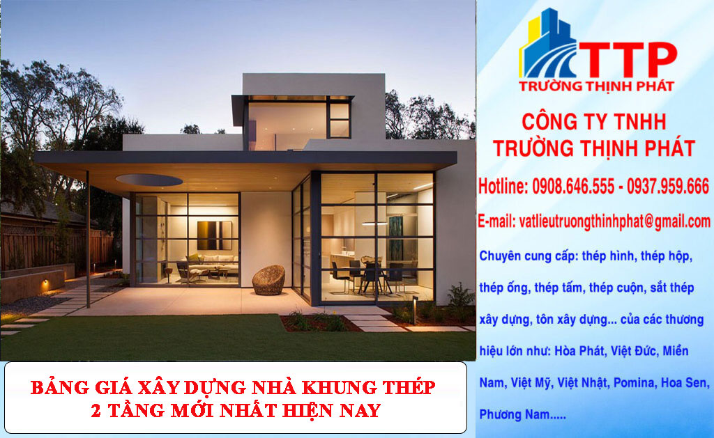 Bảng giá xây dựng nhà khung thép 2 tầng mới nhất hiện nay. Cấu tạo và báo giá xây dựng nhà tiền chế hai tầng dân dụng giá mới cập nhật ngay hôm nay. 2 Bảng giá xây dựng nhà khung thép 2 tầng mới nhất hiện nay