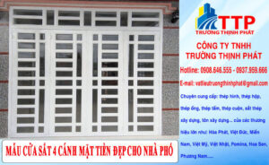 Mẫu cửa sắt 4 cánh mặt tiền đẹp cho nhà phố
