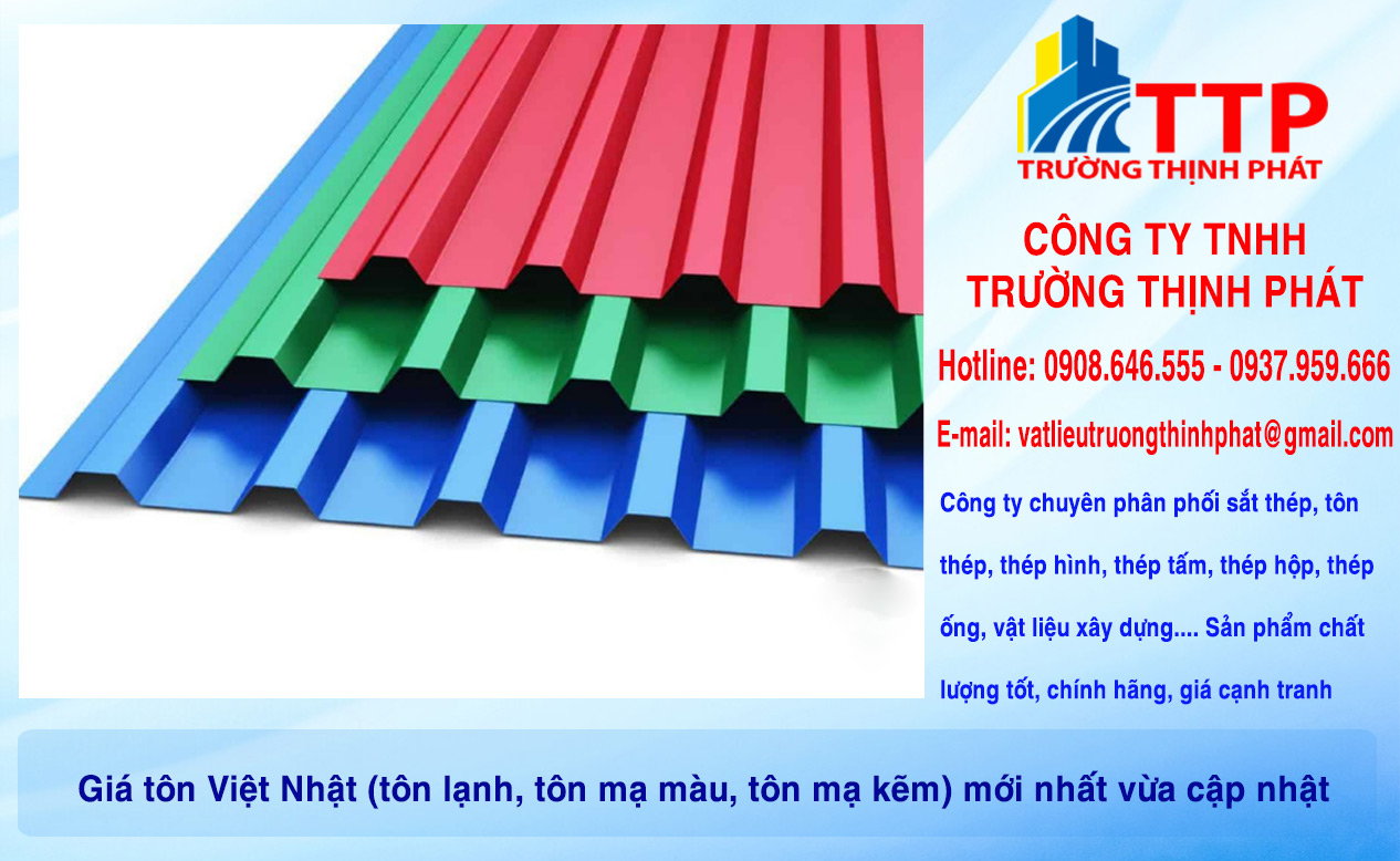 Giá tôn Việt Nhật (tôn lạnh, tôn mạ màu, tôn mạ kẽm) mới nhất vừa cập nhật