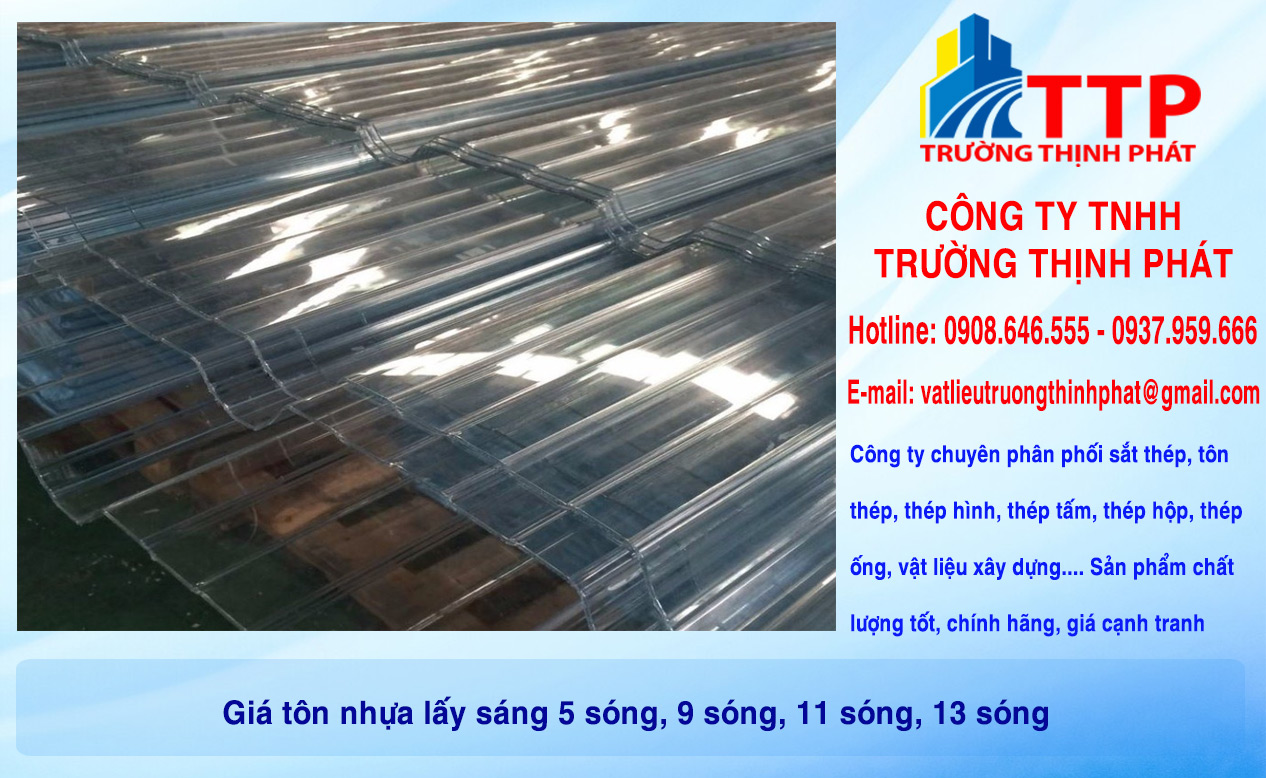 Giá tôn nhựa lấy sáng 5 sóng, 9 sóng, 11 sóng, 13 sóng